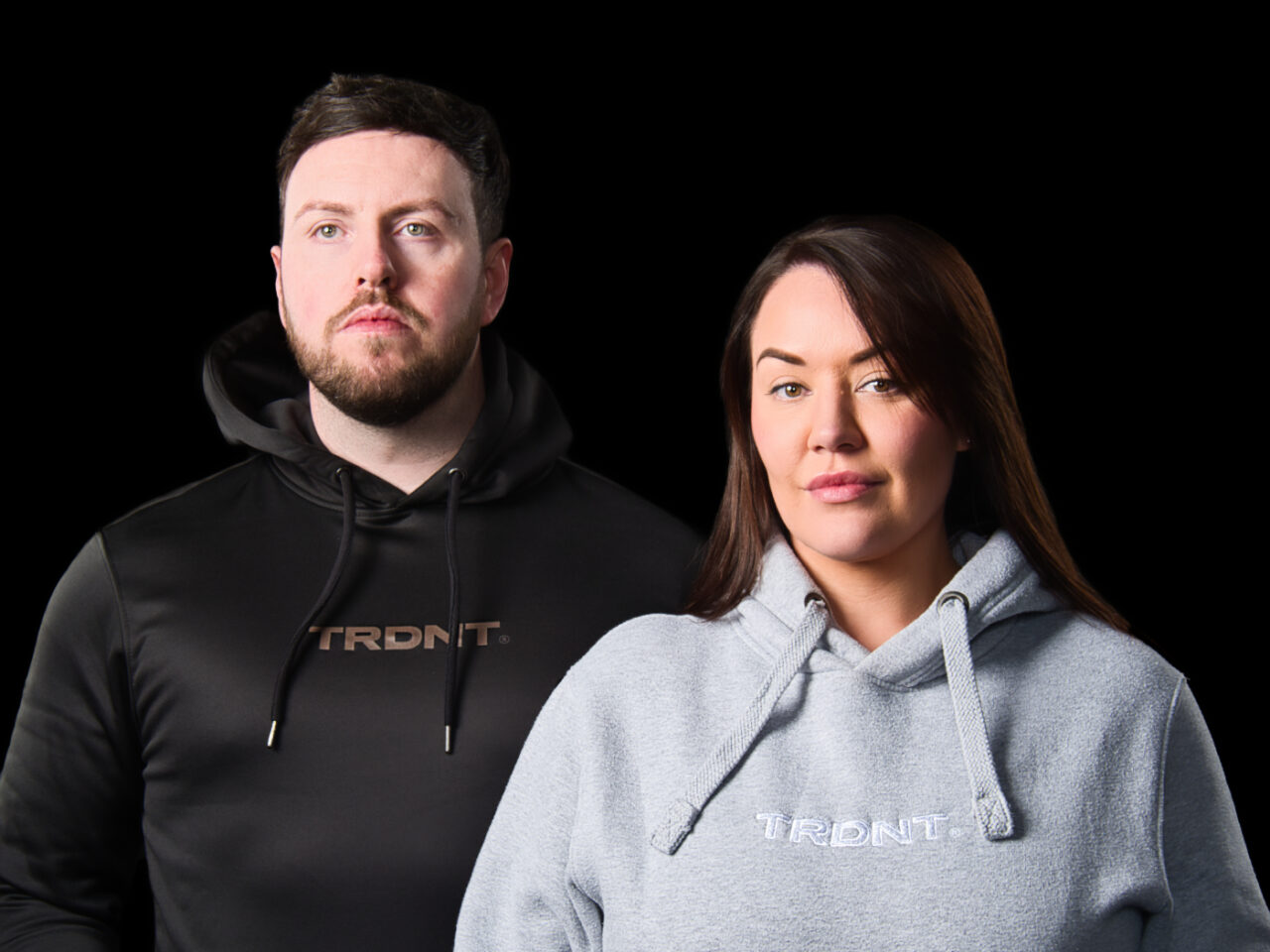 TRDNT fitness wear product shoot male and female hoodie